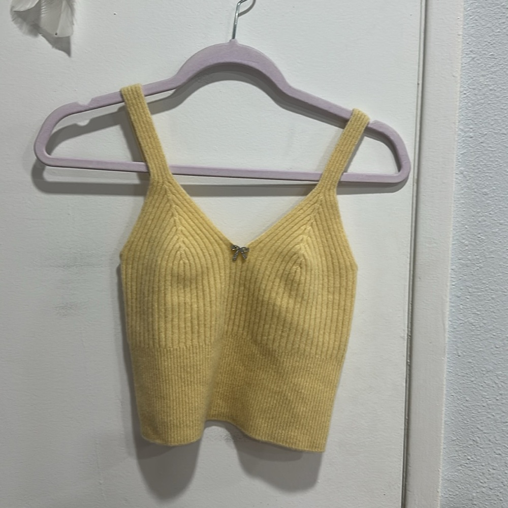 Sandro Yellow Ribbed Crop Top - Picture 7 of 7